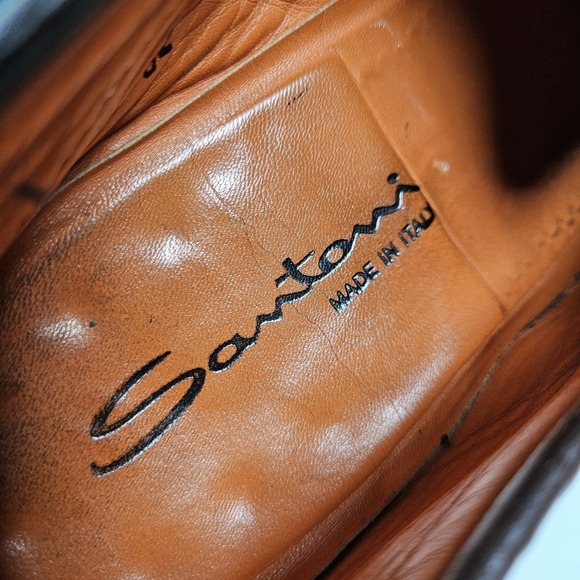 Santoni Italy Leather Penny Loafer Dress Shoes Brown Men\'s Size US 10 Driving